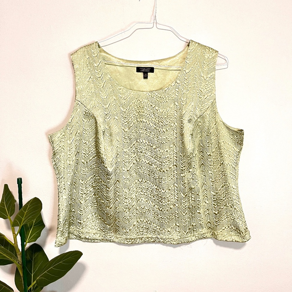 Vintage 90s Y2k Satin Crinkle Tank Top Sleeveless Blouse